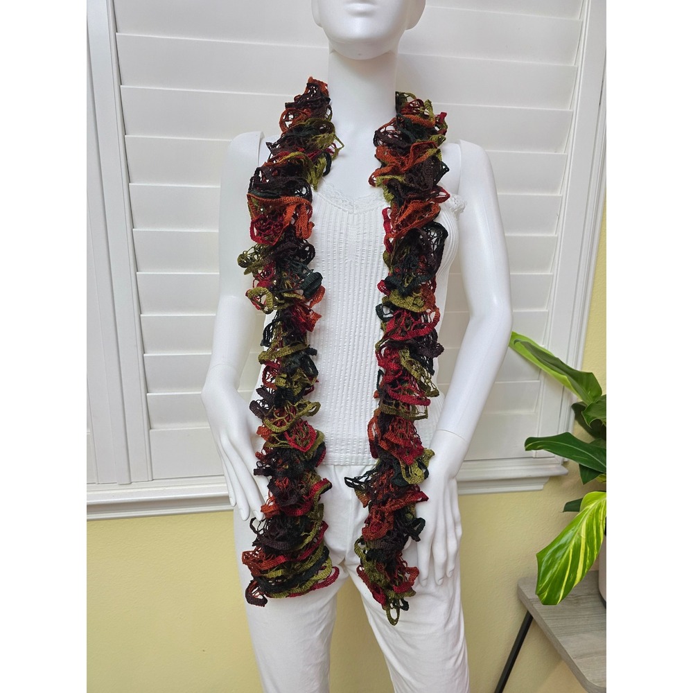 Earth Tones Ruffle Y2K 90s Whimsy Scarf OSFM